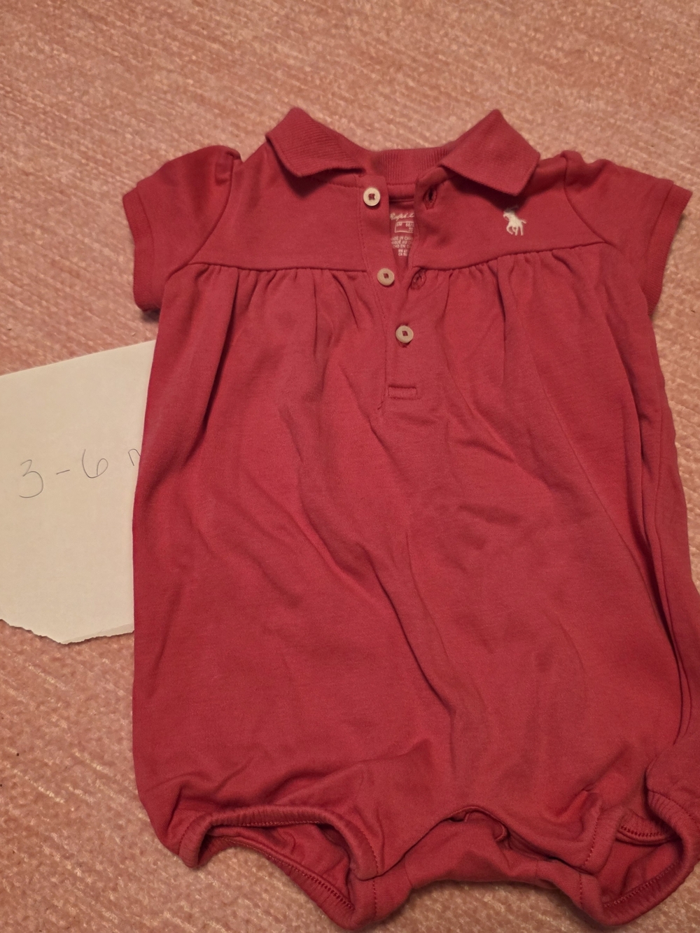 Ralph Lauren Coral Pink Polo Romper